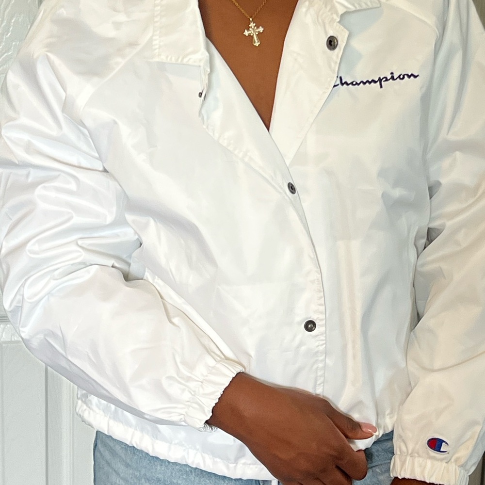 Champion White Bomber Jacket Athletic Style
